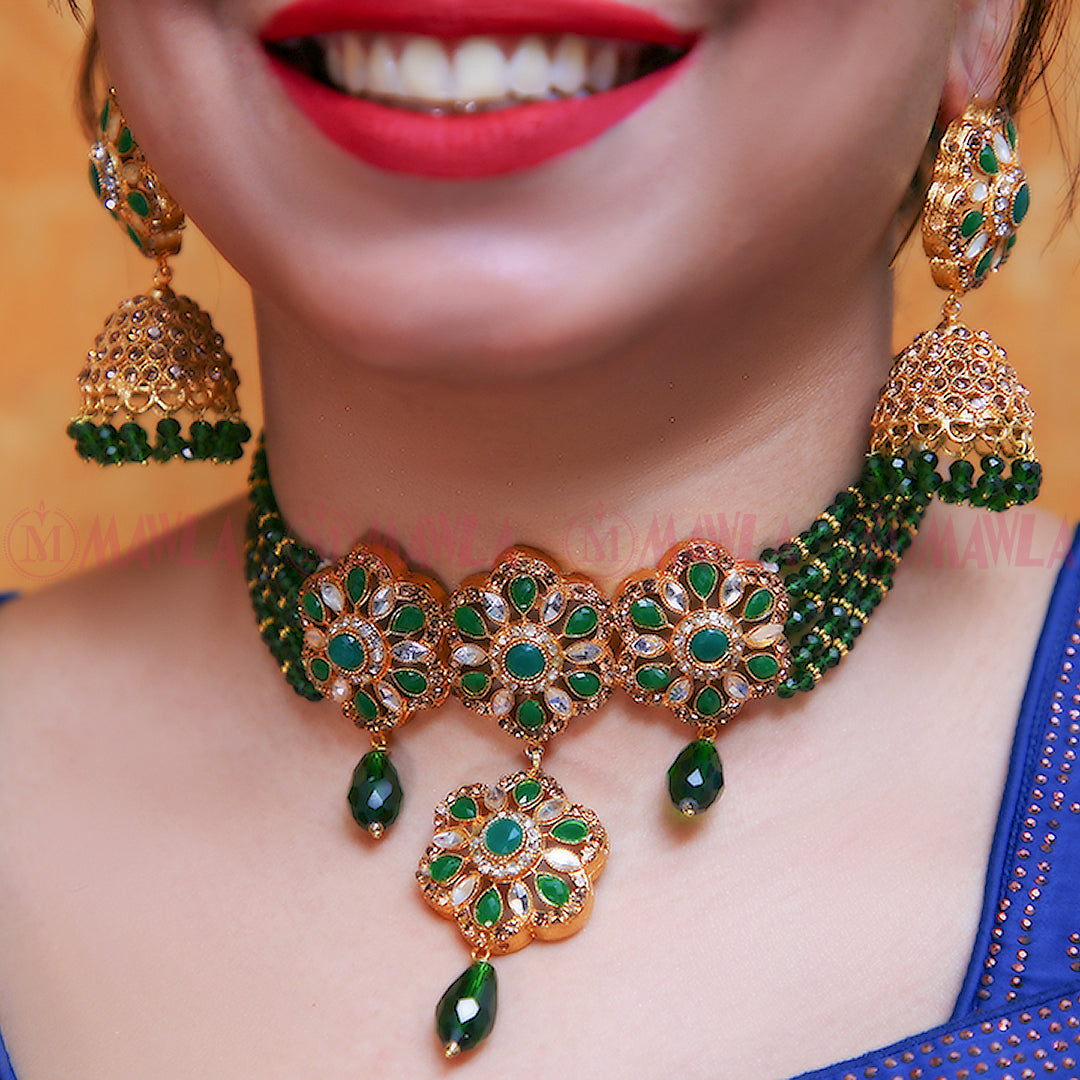 Indian Vibrant Green Choker necklace