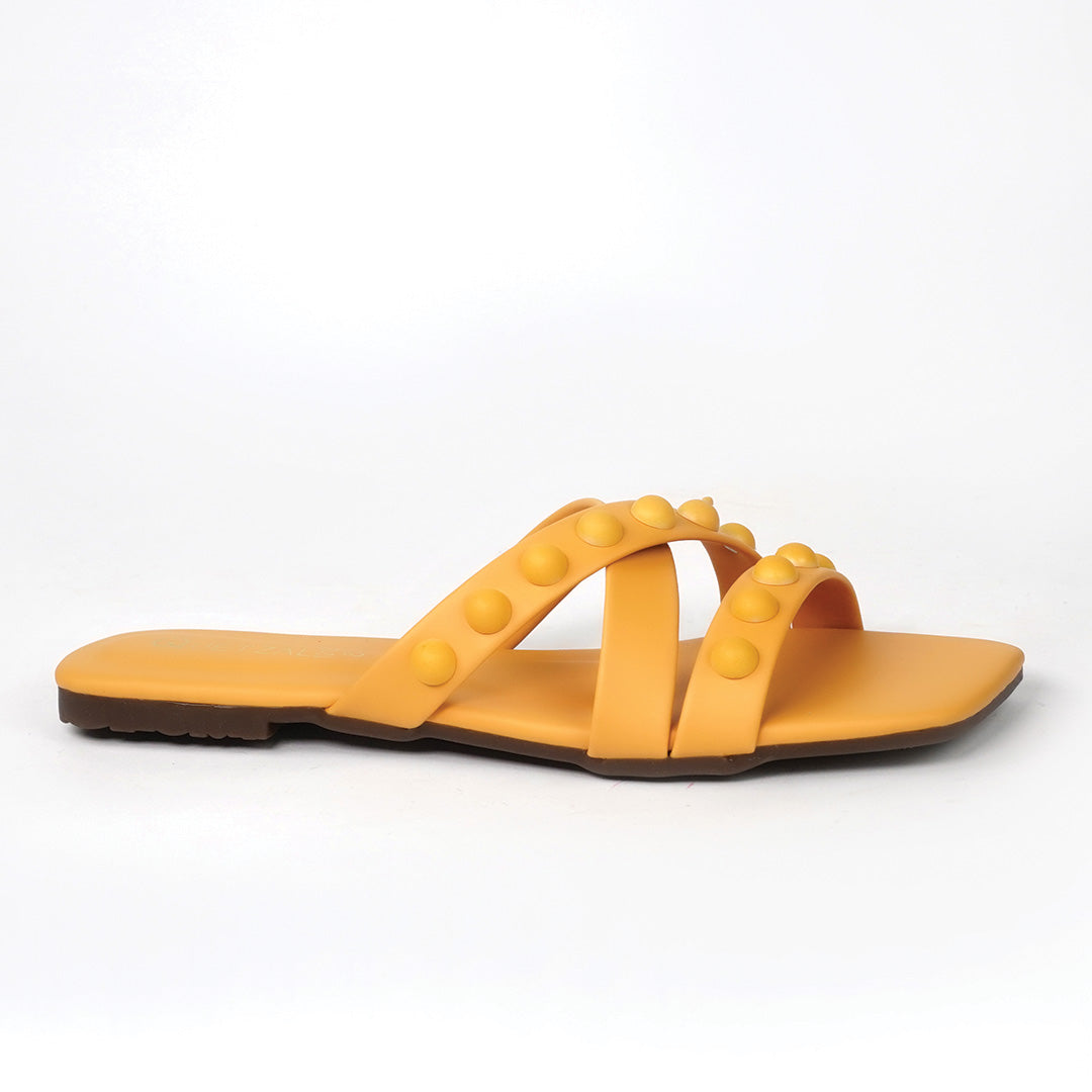 Mustard Cross-Strap Flats