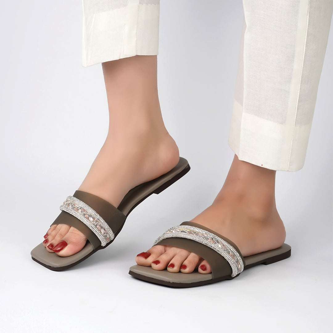 Grey Comfort cove flat slipper