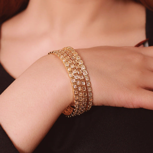 24k Gold Plated American Diamond Stone Bangle